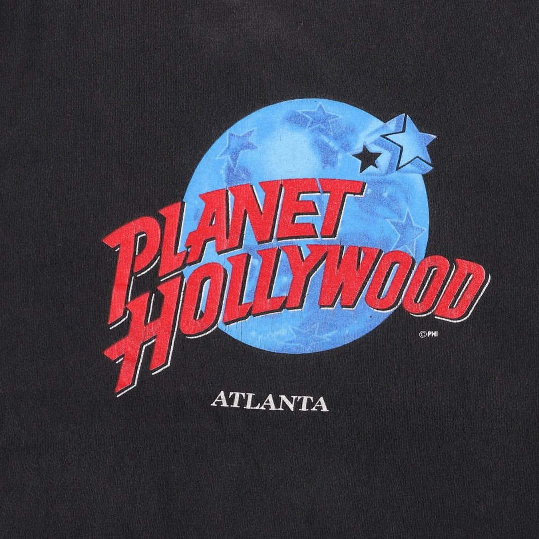 90'S PLANET HOLLYWOOD Advertising T-shirt, Made in USA, Men's L size, Vintage cotton Charcoal Vintage Second Hand