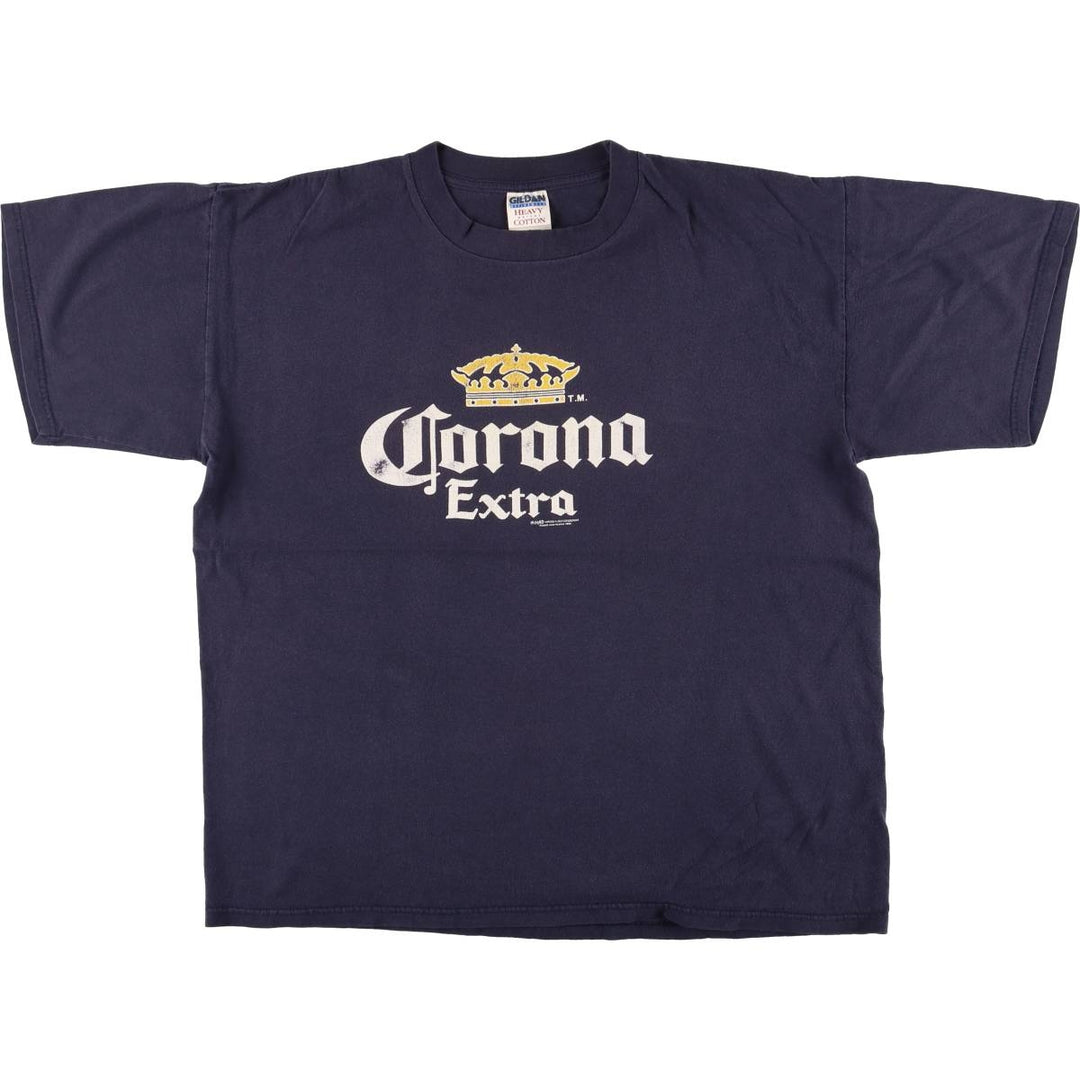 00'S Gildan CORONA EXTRA Advertising T-shirt, Men's XL cotton navy blue type Vintage Second Hand