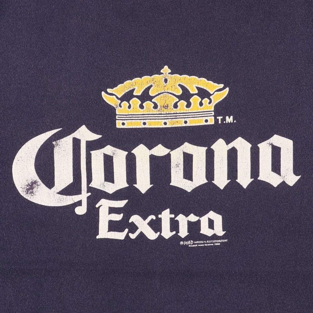00'S Gildan CORONA EXTRA Advertising T-shirt, Men's XL cotton navy blue type Vintage Second Hand