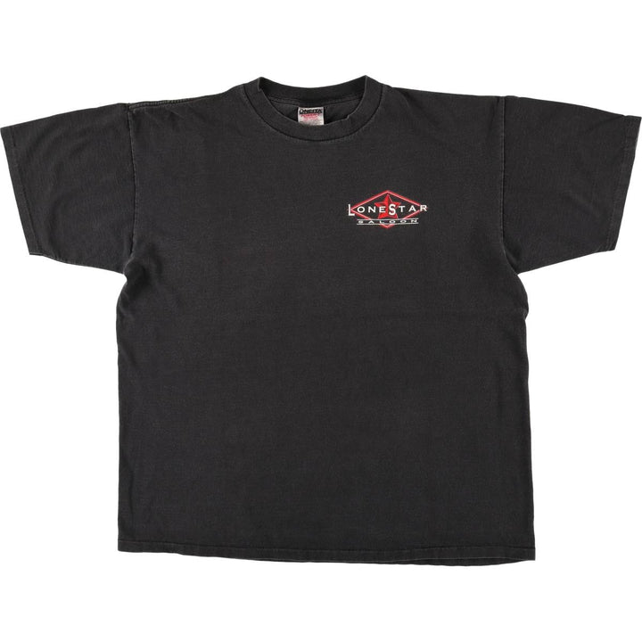 90'S ONEITA LONESTAR SALOON Advertising T-shirt Made in USA Vintage cotton Charcoal Vintage Second Hand