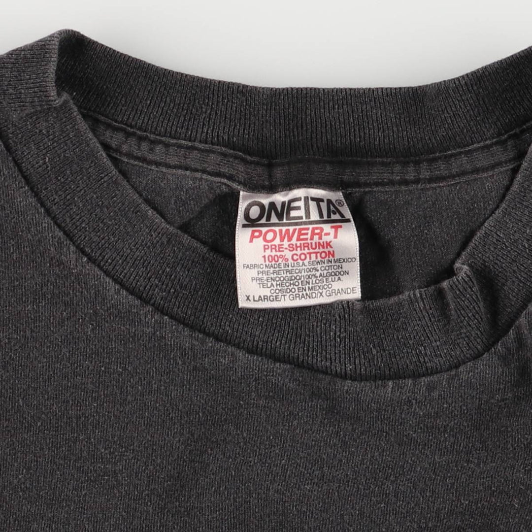 90'S ONEITA LONESTAR SALOON Advertising T-shirt Made in USA Vintage cotton Charcoal Vintage Second Hand