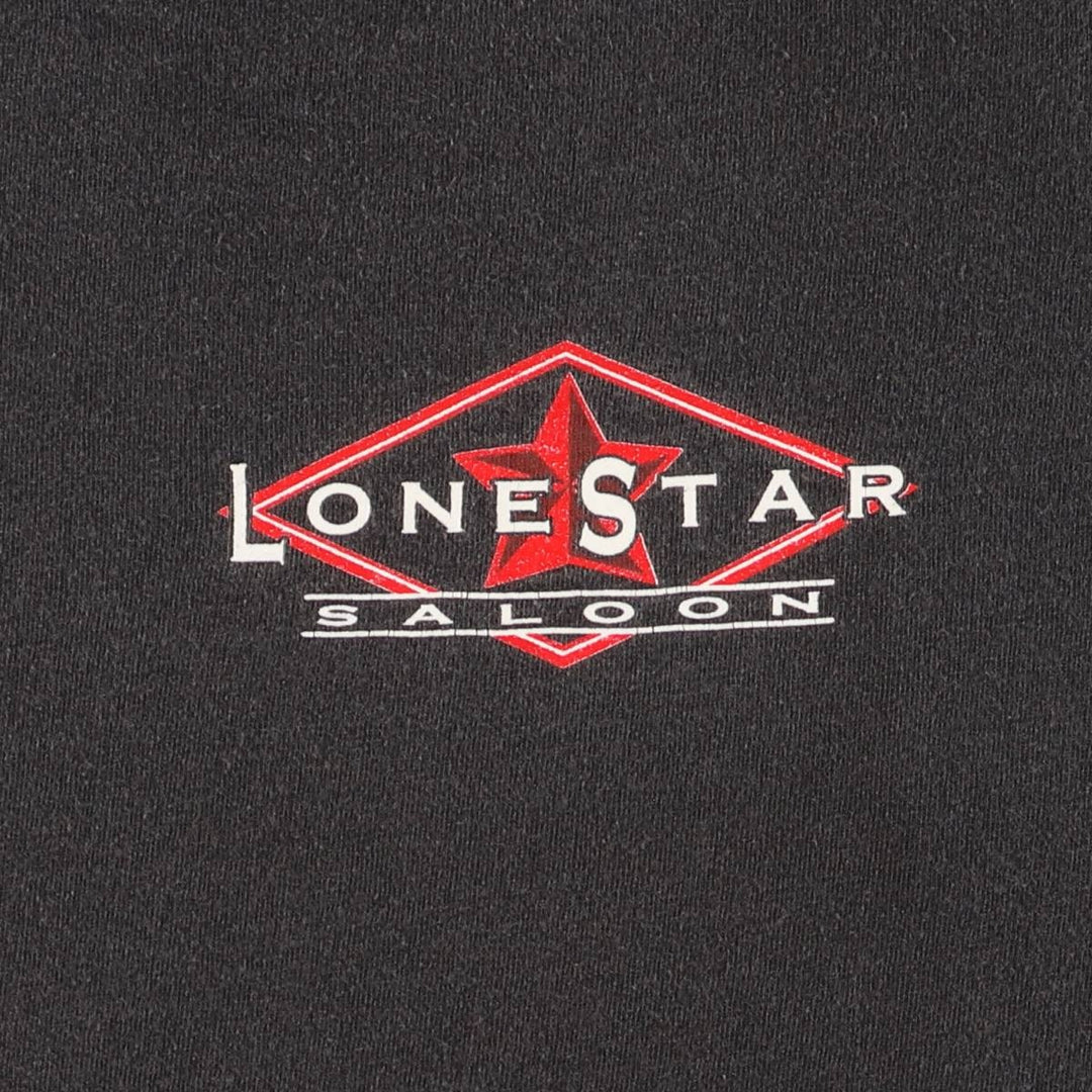 90'S ONEITA LONESTAR SALOON Advertising T-shirt Made in USA Vintage cotton Charcoal Vintage Second Hand