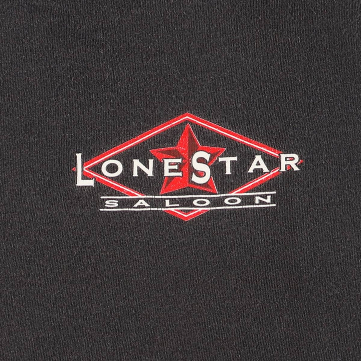 90'S ONEITA LONESTAR SALOON Advertising T-shirt Made in USA Vintage cotton Charcoal Vintage Second Hand