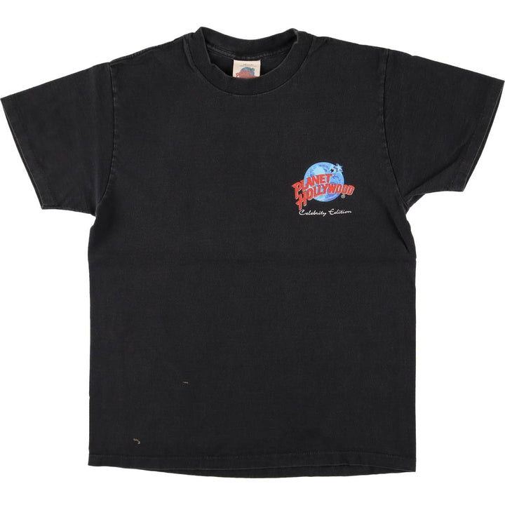 90'S Planet Hollywood HERCULES OCLOCK Advertising T-shirt Made in USA Vintage cotton Charcoal Vintage Second Hand