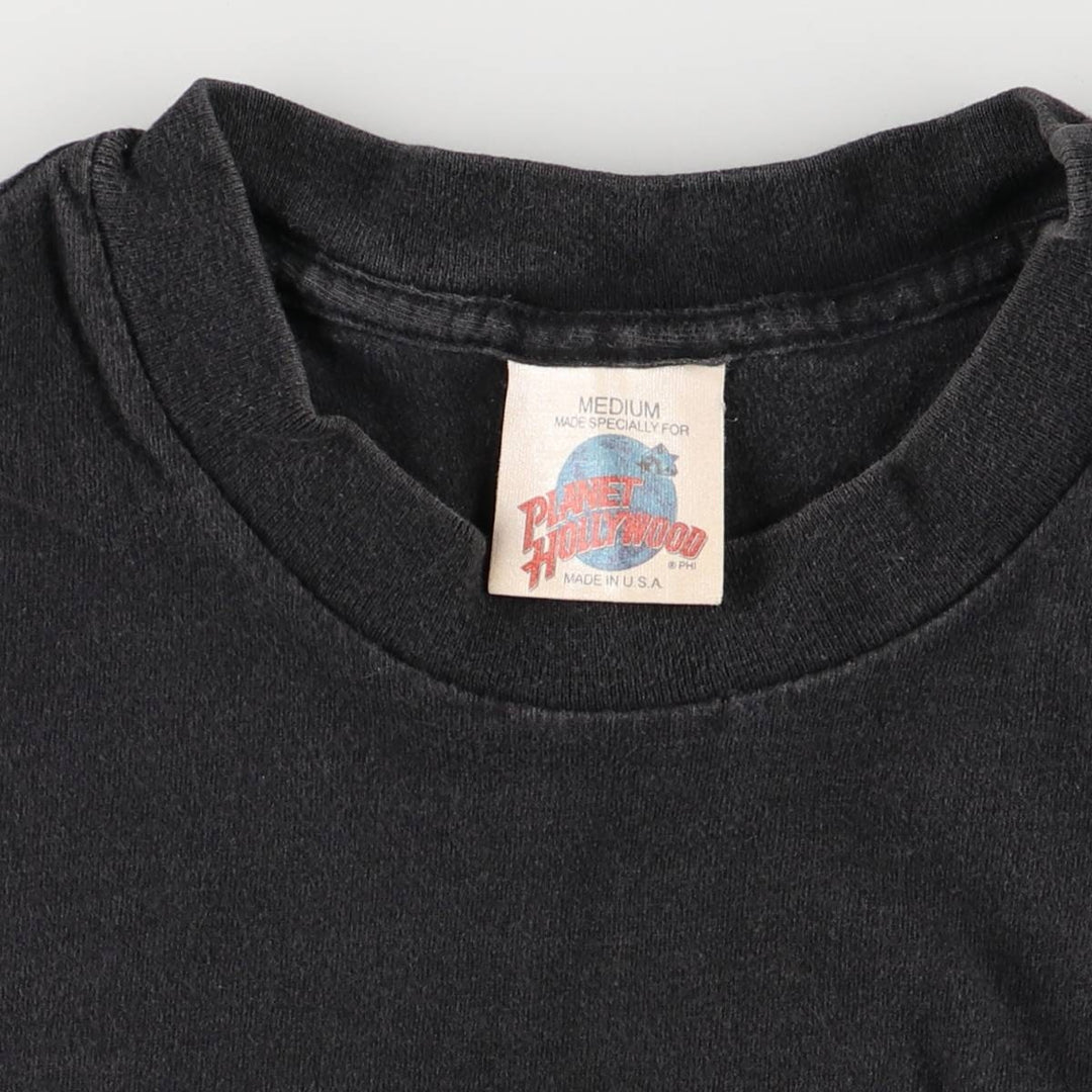 90'S Planet Hollywood HERCULES OCLOCK Advertising T-shirt Made in USA Vintage cotton Charcoal Vintage Second Hand