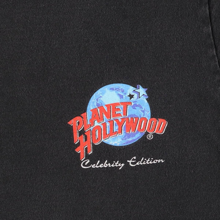 90'S Planet Hollywood HERCULES OCLOCK Advertising T-shirt Made in USA Vintage cotton Charcoal Vintage Second Hand