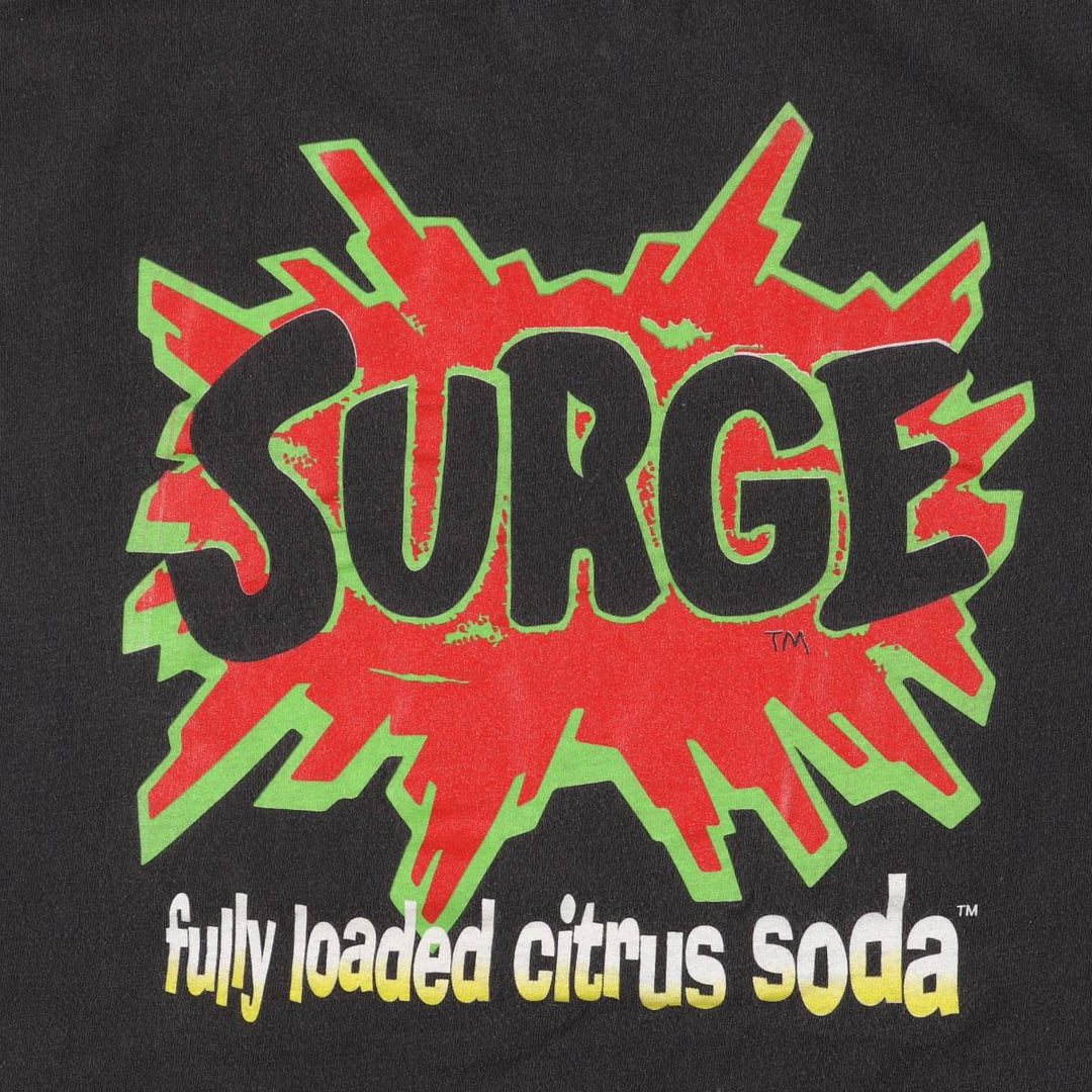 90'S Hanes SURGE Advertising T-shirt, Men's XL, Vintage cotton Charcoal Vintage Second Hand