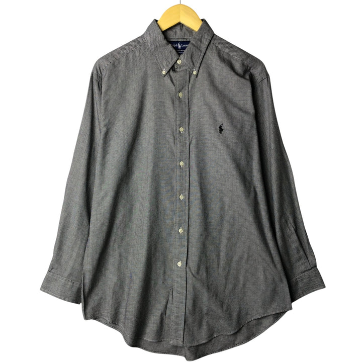 Ralph Lauren YARMOUTH Long Sleeve Button-Down Check Shirt, Men's Size L cotton black type Vintage Second Hand