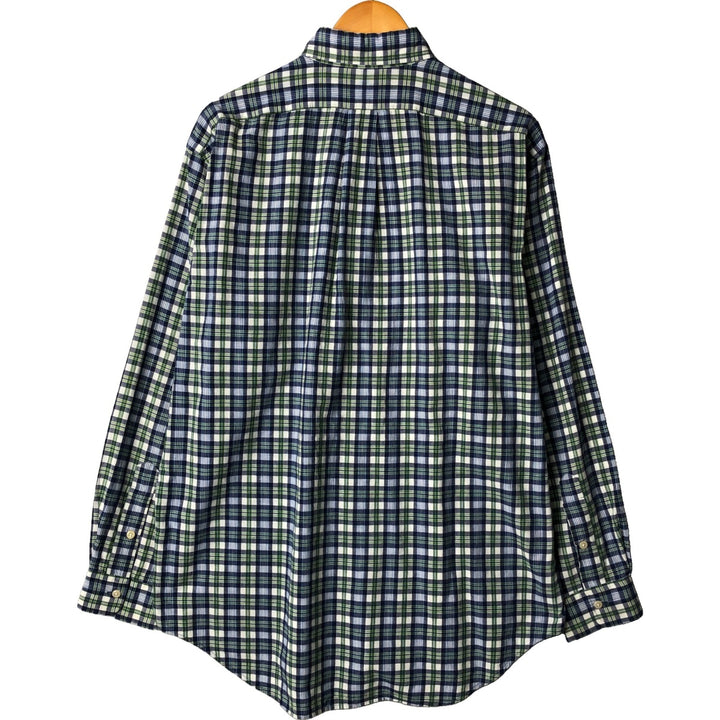 Ralph Lauren BLAIRE long sleeve button down check shirt, men's size M cotton Navy blue Vintage Second Hand