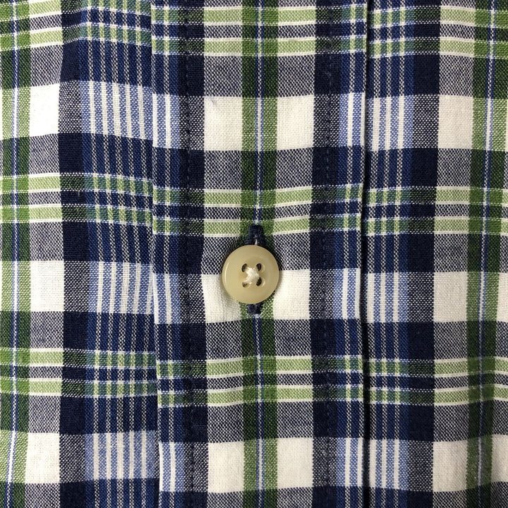 Ralph Lauren BLAIRE long sleeve button down check shirt, men's size M cotton Navy blue Vintage Second Hand