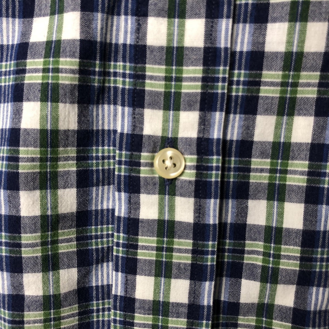 Ralph Lauren BLAIRE long sleeve button down check shirt, men's size M cotton Navy blue Vintage Second Hand