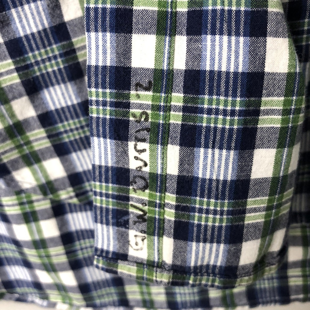 Ralph Lauren BLAIRE long sleeve button down check shirt, men's size M cotton Navy blue Vintage Second Hand