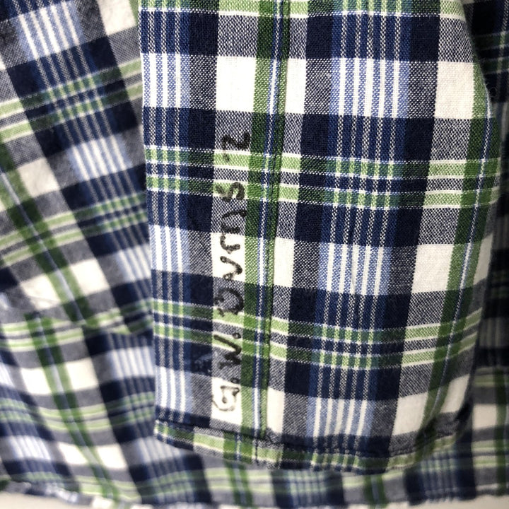 Ralph Lauren BLAIRE long sleeve button down check shirt, men's size M cotton Navy blue Vintage Second Hand