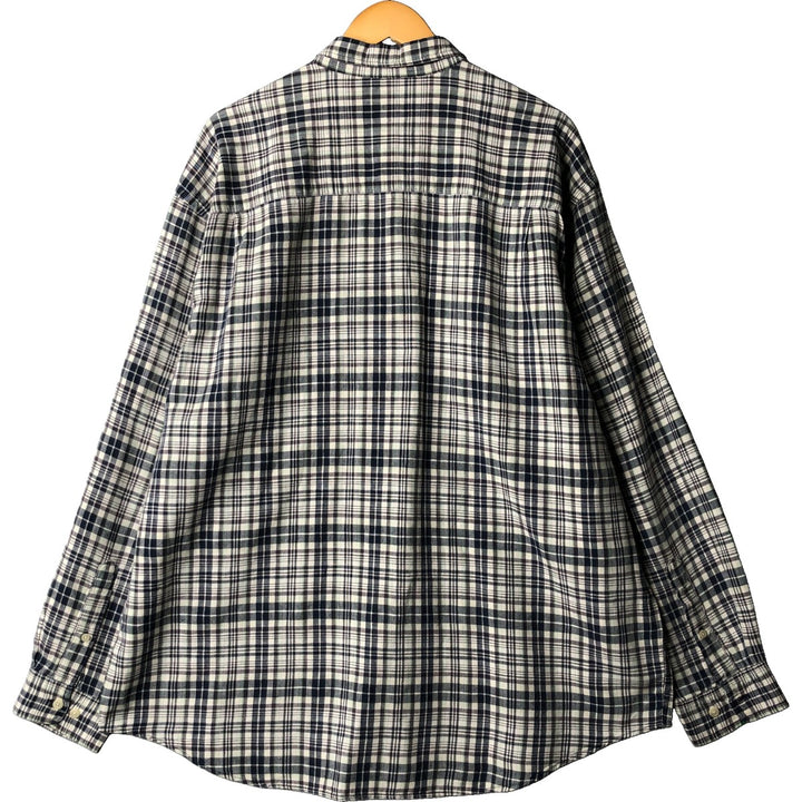 Eddie Bauer Tartan Check Long Sleeve Linen Button-Down Shirt, Men's Size XL linen white type Vintage Second Hand