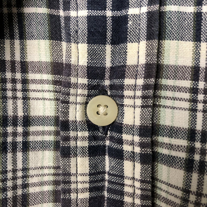 Eddie Bauer Tartan Check Long Sleeve Linen Button-Down Shirt, Men's Size XL linen white type Vintage Second Hand