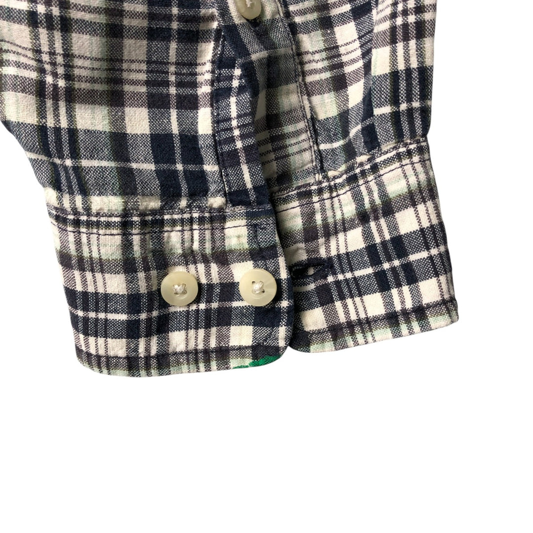 Eddie Bauer Tartan Check Long Sleeve Linen Button-Down Shirt, Men's Size XL linen white type Vintage Second Hand