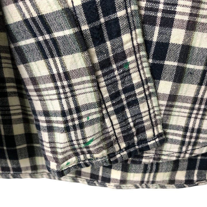 Eddie Bauer Tartan Check Long Sleeve Linen Button-Down Shirt, Men's Size XL linen white type Vintage Second Hand