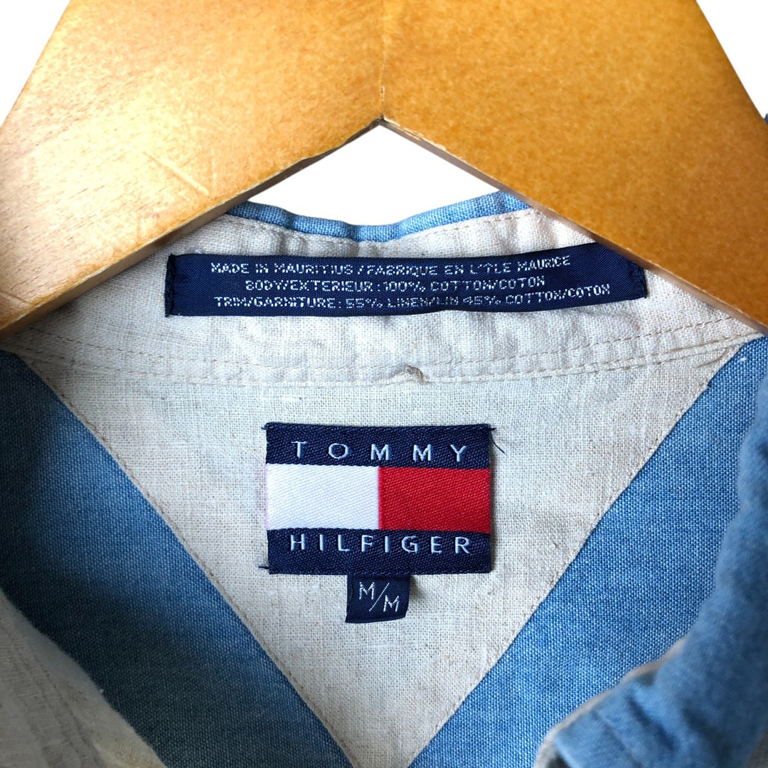 Vintage 90'S Tommy Hilfiger long-sleeved button-down shirt, size M, men's cotton Blue type light blue Vintage Second Hand