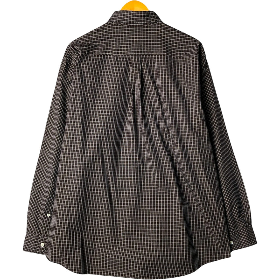 Brooks Brothers ESTABLISHED 1818 Long Sleeve Button-Down Check Shirt, Men's Size L cotton black type Vintage Second Hand