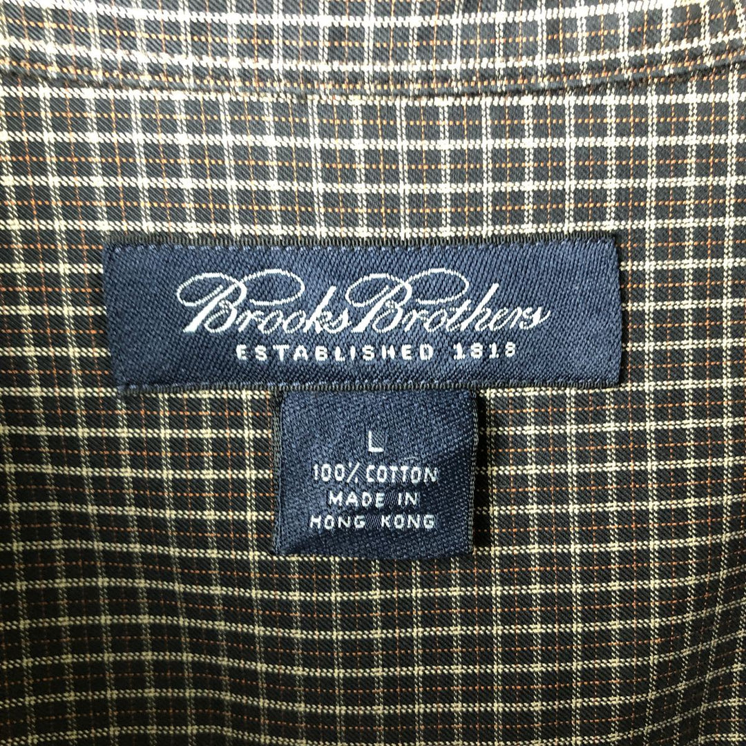 Brooks Brothers ESTABLISHED 1818 Long Sleeve Button-Down Check Shirt, Men's Size L cotton black type Vintage Second Hand