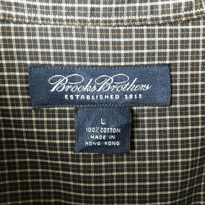 Brooks Brothers ESTABLISHED 1818 Long Sleeve Button-Down Check Shirt, Men's Size L cotton black type Vintage Second Hand