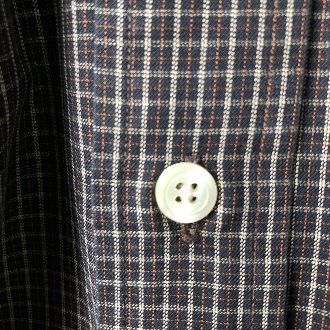 Brooks Brothers ESTABLISHED 1818 Long Sleeve Button-Down Check Shirt, Men's Size L cotton black type Vintage Second Hand