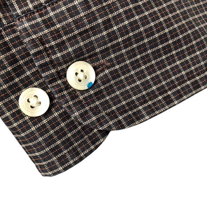 Brooks Brothers ESTABLISHED 1818 Long Sleeve Button-Down Check Shirt, Men's Size L cotton black type Vintage Second Hand