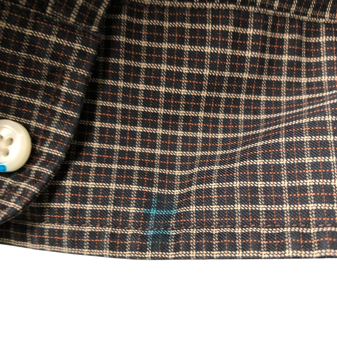 Brooks Brothers ESTABLISHED 1818 Long Sleeve Button-Down Check Shirt, Men's Size L cotton black type Vintage Second Hand