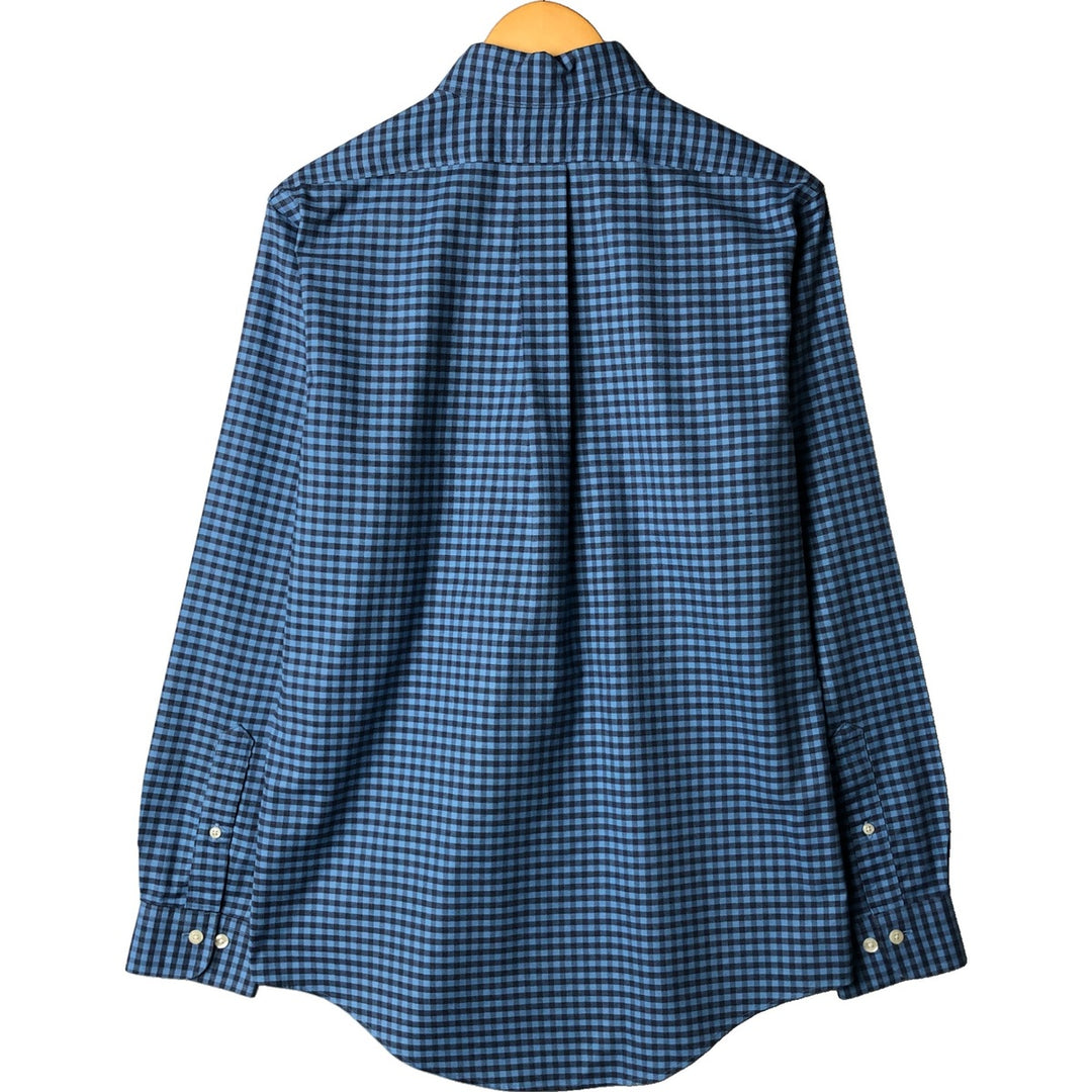 Brooks Brothers 1818 REGENT Gingham Check Long Sleeve Button-Down Check Shirt, Men's Size Medium Supima Cotton blue type Vintage Second Hand