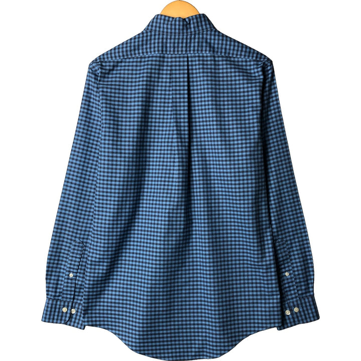 Brooks Brothers 1818 REGENT Gingham Check Long Sleeve Button-Down Check Shirt, Men's Size Medium Supima Cotton blue type Vintage Second Hand