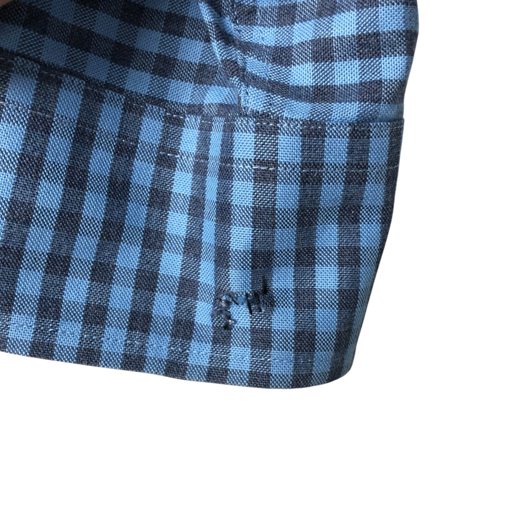 Brooks Brothers 1818 REGENT Gingham Check Long Sleeve Button-Down Check Shirt, Men's Size Medium Supima Cotton blue type Vintage Second Hand