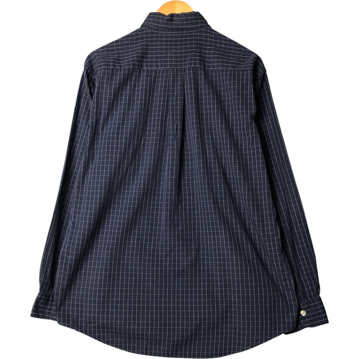 Brooks Brothers ESTABLISHED 1818 Long Sleeve Button-Down Check Shirt, Men's Size Medium cotton navy blue type Vintage Second Hand