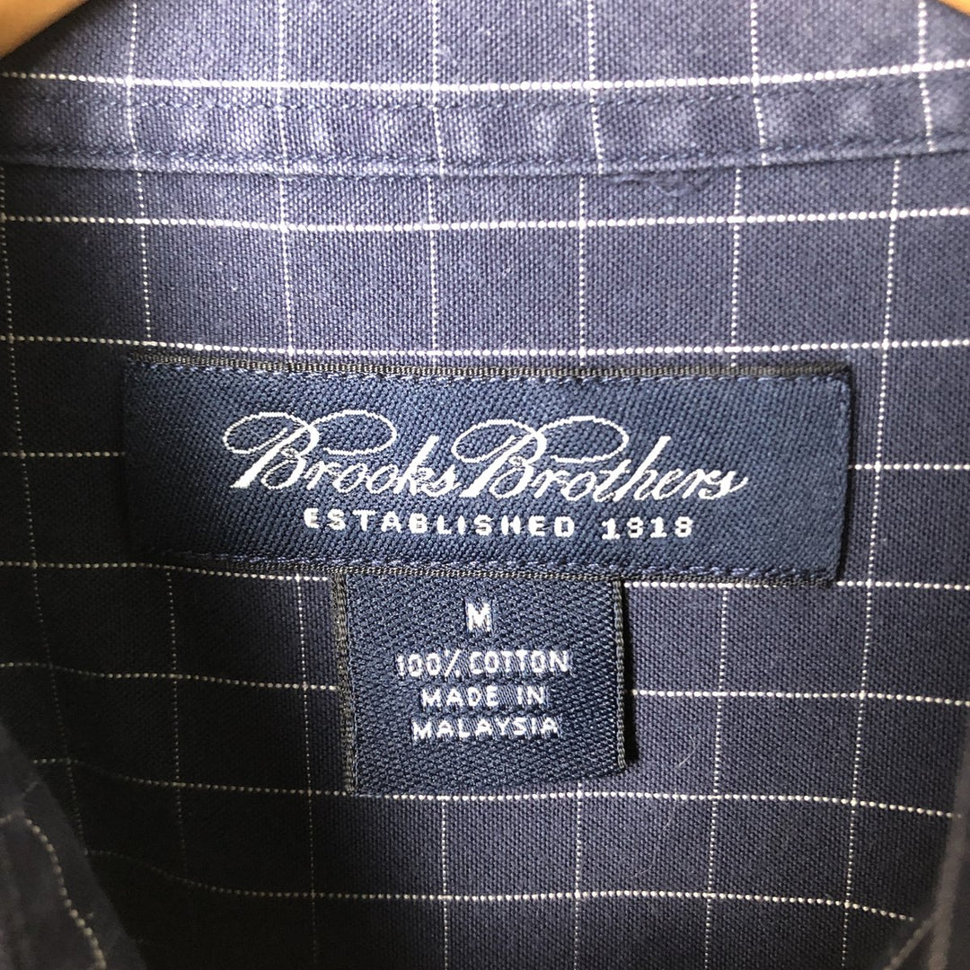 Brooks Brothers ESTABLISHED 1818 Long Sleeve Button-Down Check Shirt, Men's Size Medium cotton navy blue type Vintage Second Hand
