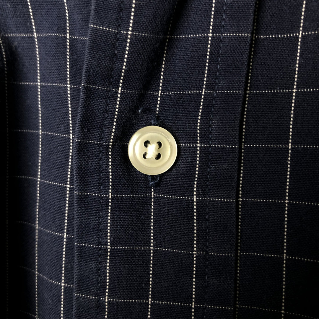 Brooks Brothers ESTABLISHED 1818 Long Sleeve Button-Down Check Shirt, Men's Size Medium cotton navy blue type Vintage Second Hand
