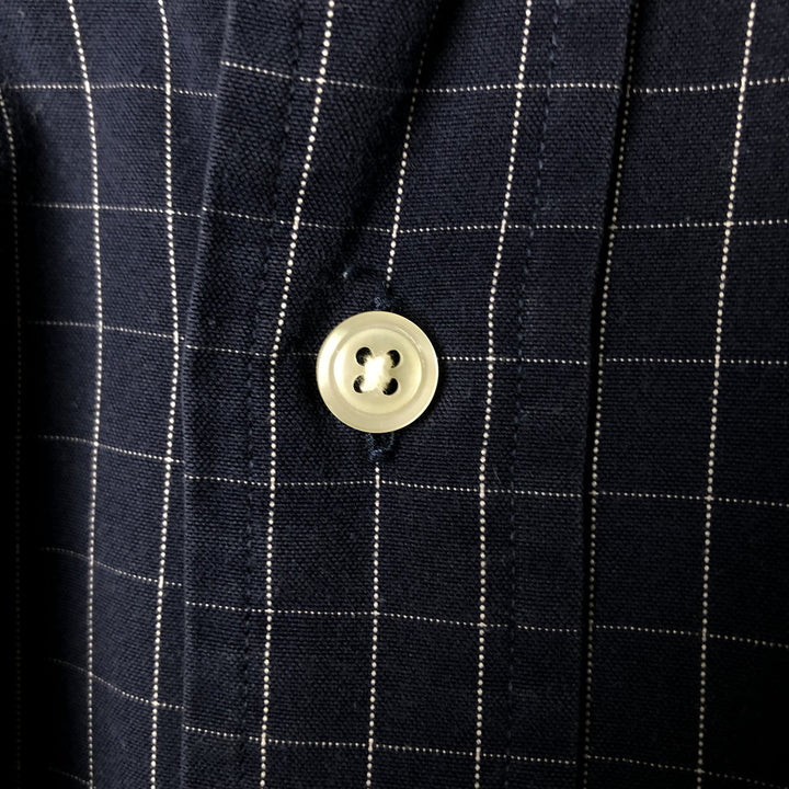 Brooks Brothers ESTABLISHED 1818 Long Sleeve Button-Down Check Shirt, Men's Size Medium cotton navy blue type Vintage Second Hand