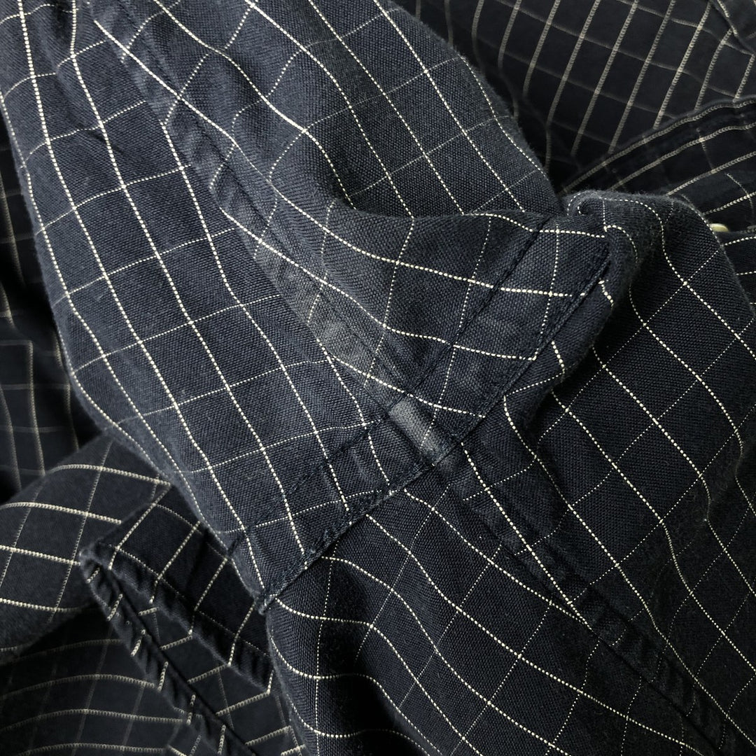 Brooks Brothers ESTABLISHED 1818 Long Sleeve Button-Down Check Shirt, Men's Size Medium cotton navy blue type Vintage Second Hand