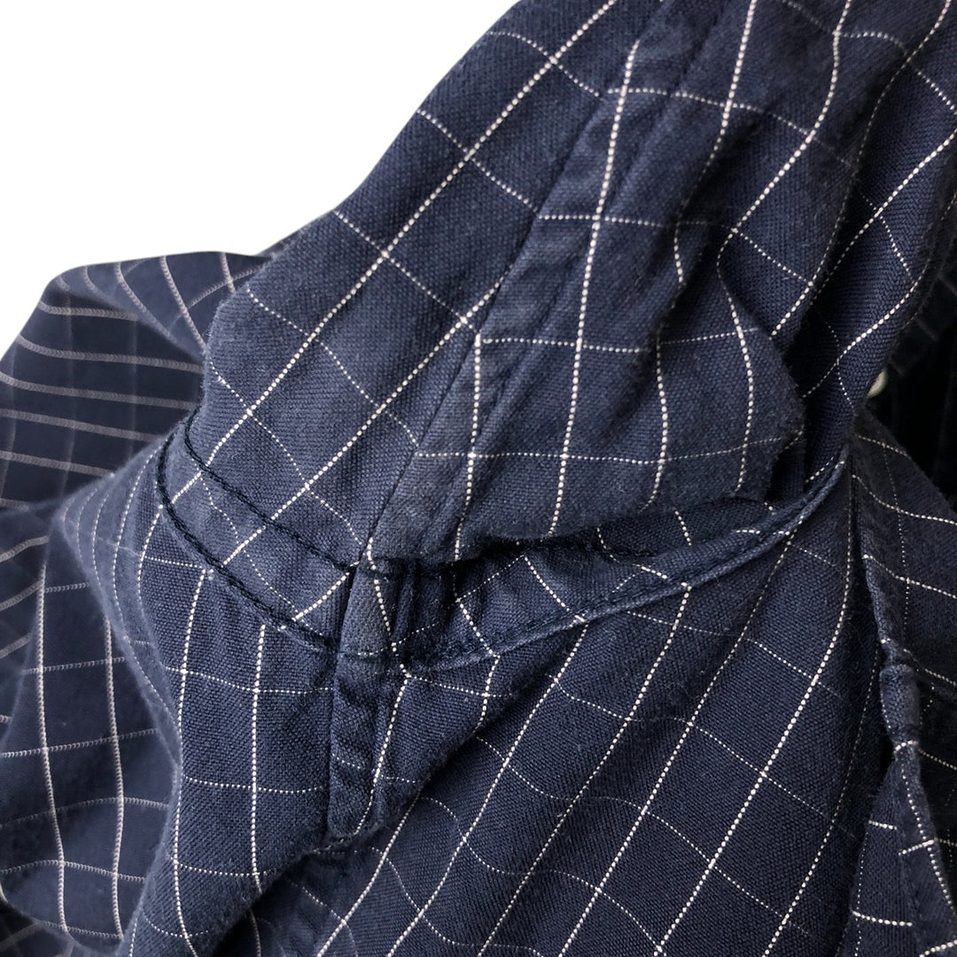 Brooks Brothers ESTABLISHED 1818 Long Sleeve Button-Down Check Shirt, Men's Size Medium cotton navy blue type Vintage Second Hand