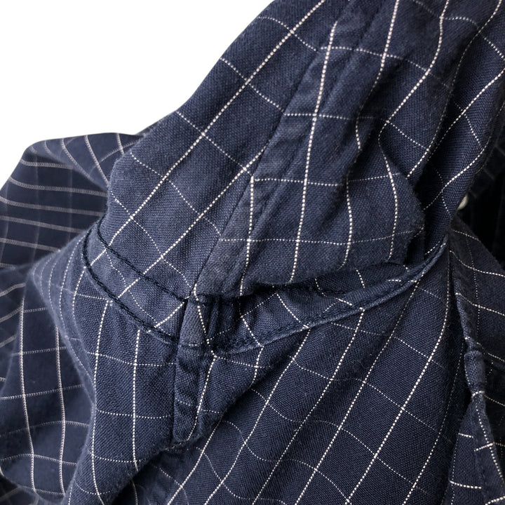 Brooks Brothers ESTABLISHED 1818 Long Sleeve Button-Down Check Shirt, Men's Size Medium cotton navy blue type Vintage Second Hand