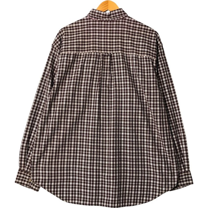 00'S Eddie Bauer long sleeve button down check shirt, men's size L cotton brown type Vintage Second Hand