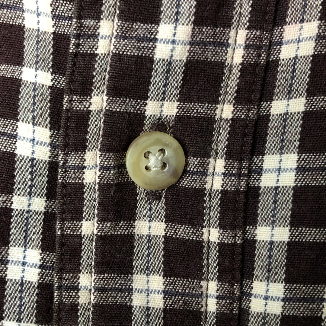 00'S Eddie Bauer long sleeve button down check shirt, men's size L cotton brown type Vintage Second Hand