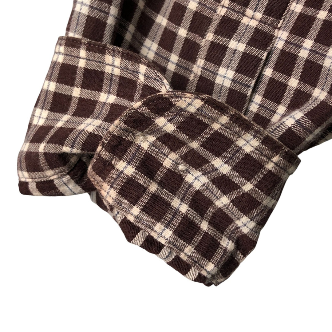 00'S Eddie Bauer long sleeve button down check shirt, men's size L cotton brown type Vintage Second Hand