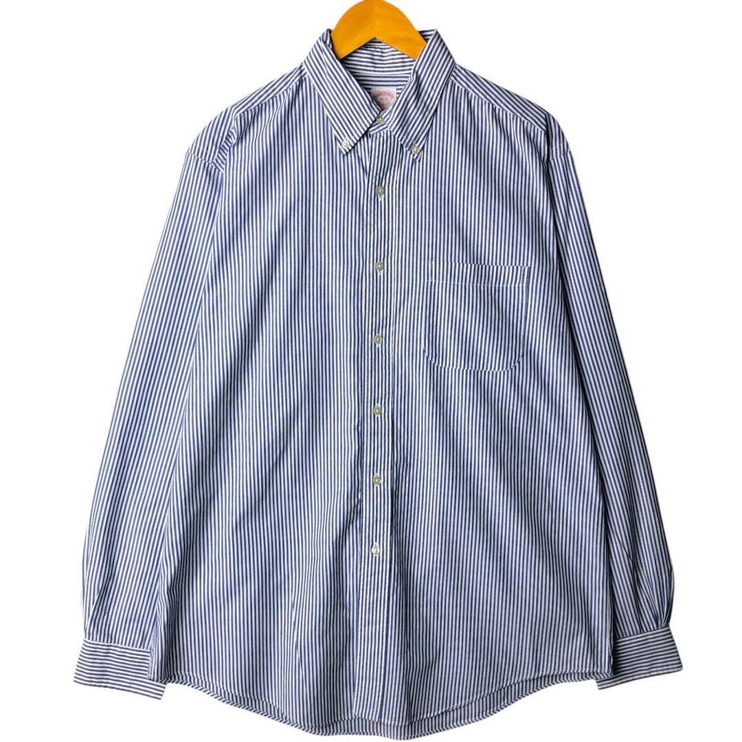 80s-90'S Brooks Brothers MAKERS Long Sleeve Button-Down Striped Shirt Made in USA Men's Size L Vintage cotton white type Vintage Second Hand