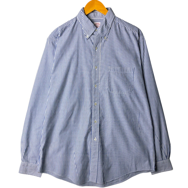 80s-90'S Brooks Brothers MAKERS Long Sleeve Button-Down Striped Shirt Made in USA Men's Size L Vintage cotton white type Vintage Second Hand