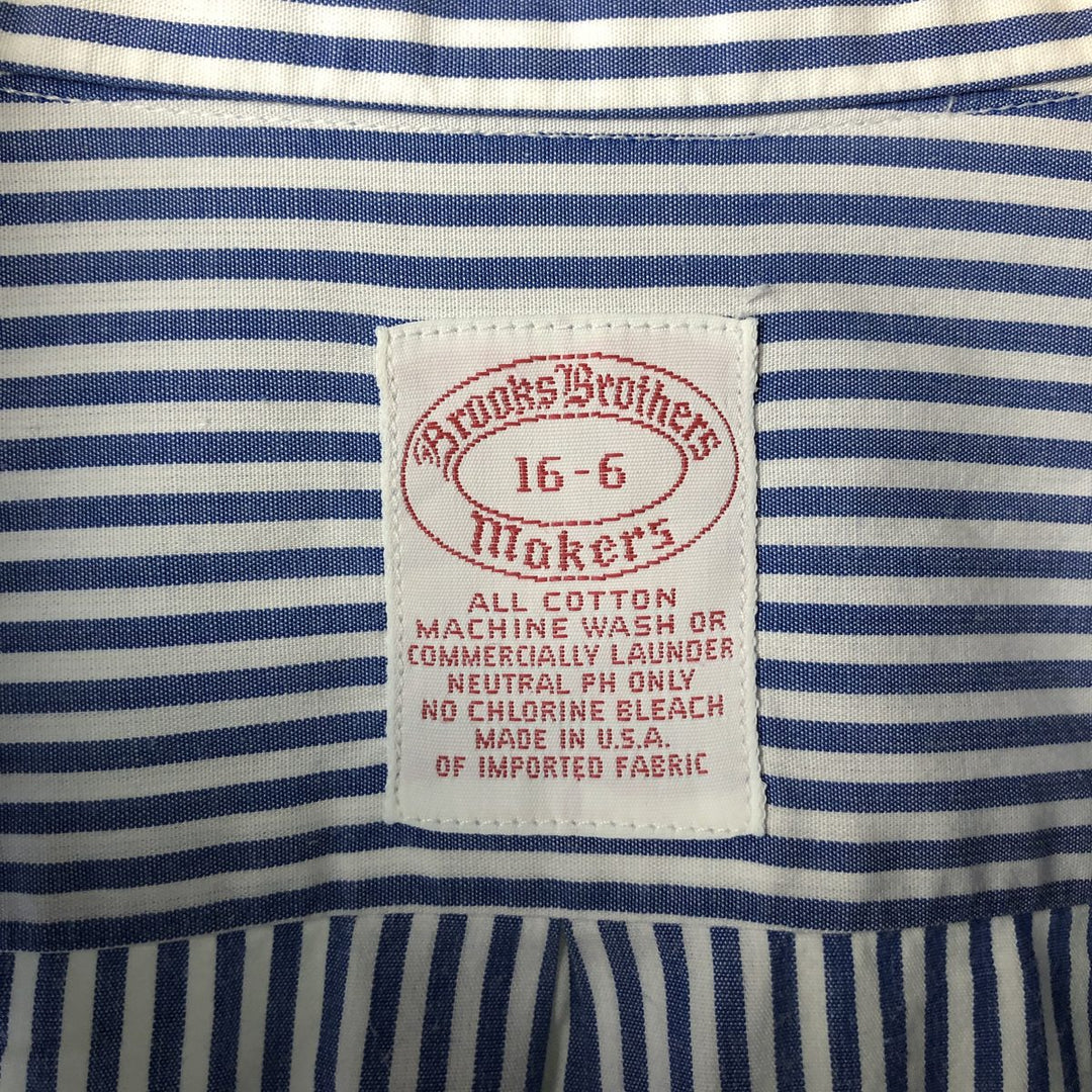 80s-90'S Brooks Brothers MAKERS Long Sleeve Button-Down Striped Shirt Made in USA Men's Size L Vintage cotton white type Vintage Second Hand