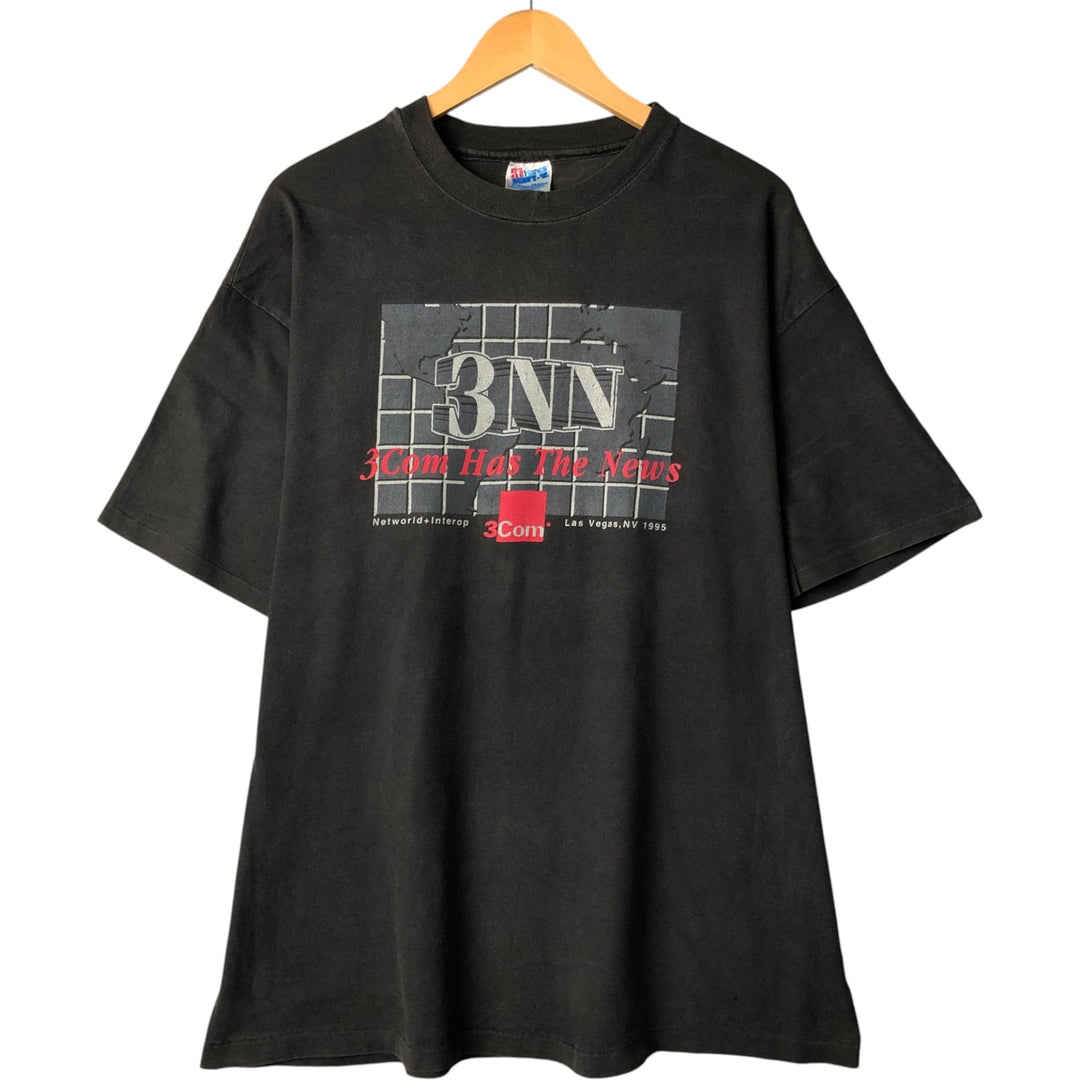 90'S Hanes 3Com BEEFY-T Advertising T-shirt Made in USA Men's XL Vintage cotton black type Vintage Second Hand
