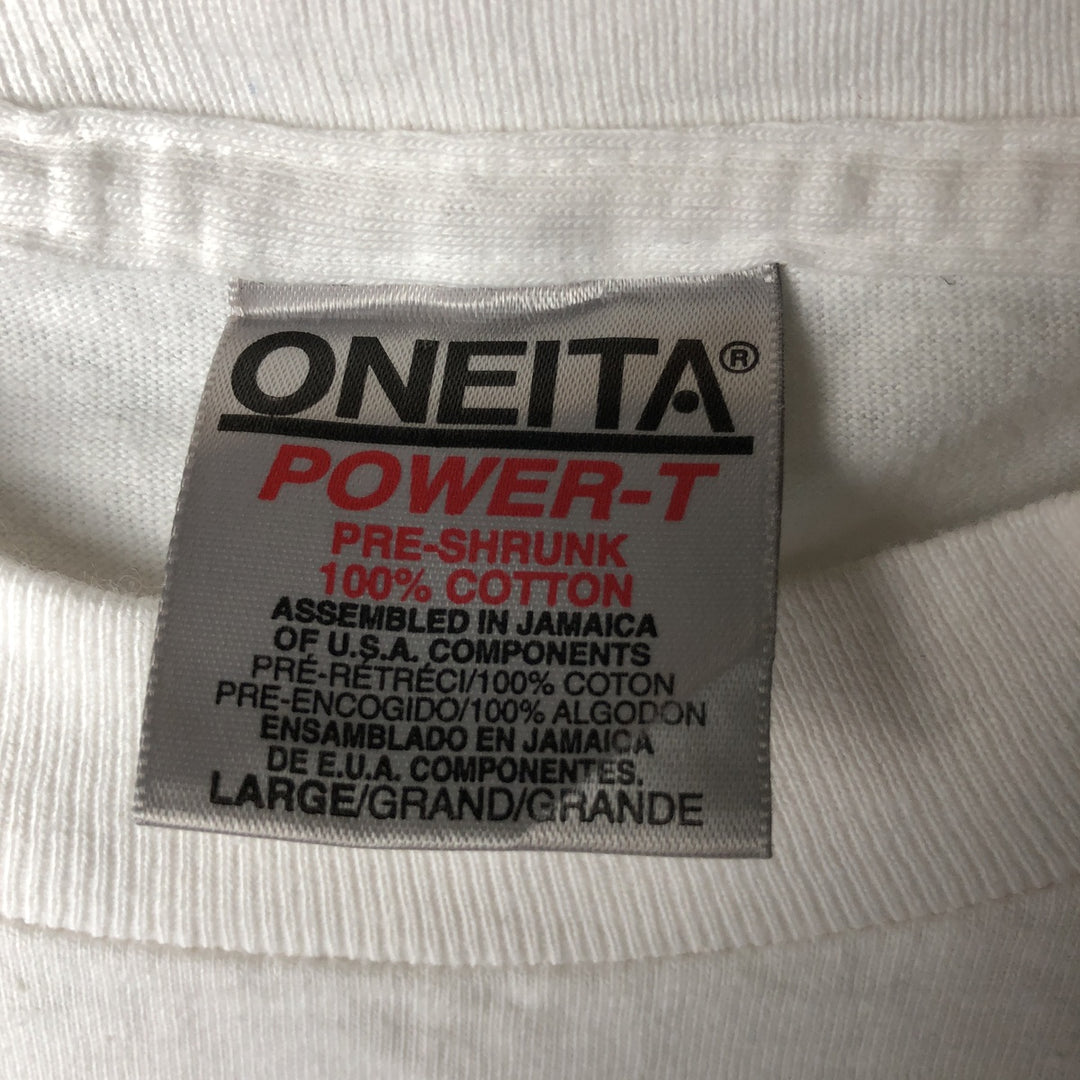 90'S ONEITA TROJAN Advertising T-shirt, Men's L size, Vintage cotton white type Vintage Second Hand
