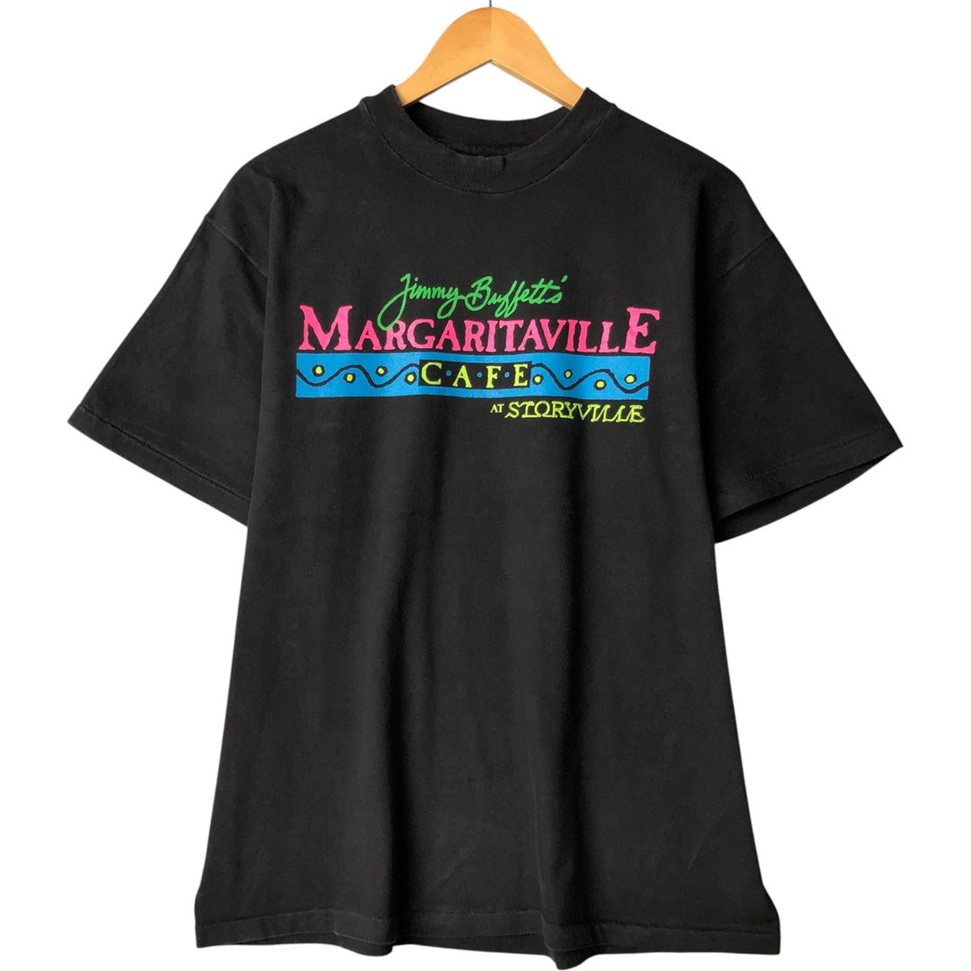 Vintage 90'S Hanes Jimmy Buffett Advertising T-Shirt, Made in USA, Men's Size Large cotton black type Vintage Second Hand