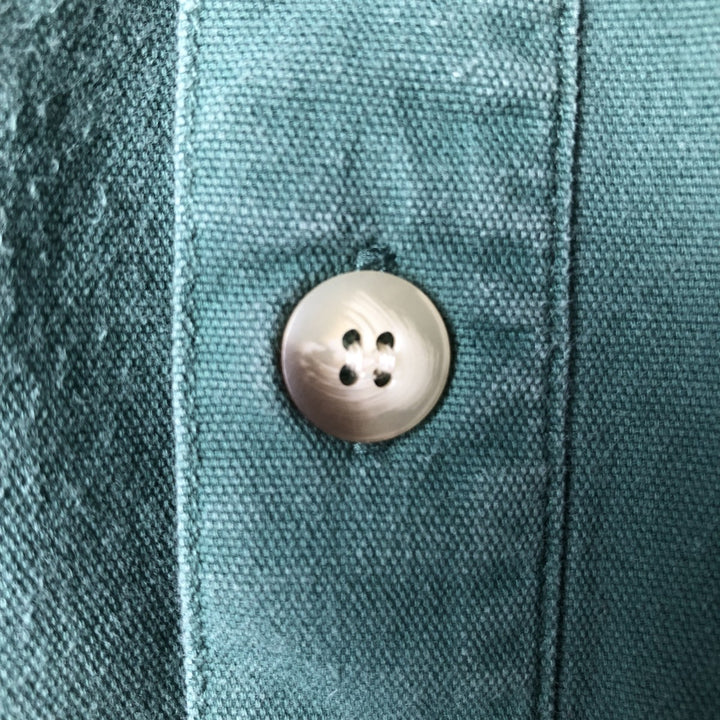 Vintage 80s-90'S LLBean half-button pullover long-sleeve cotton shirt, size M, men's cotton green type Vintage Second Hand