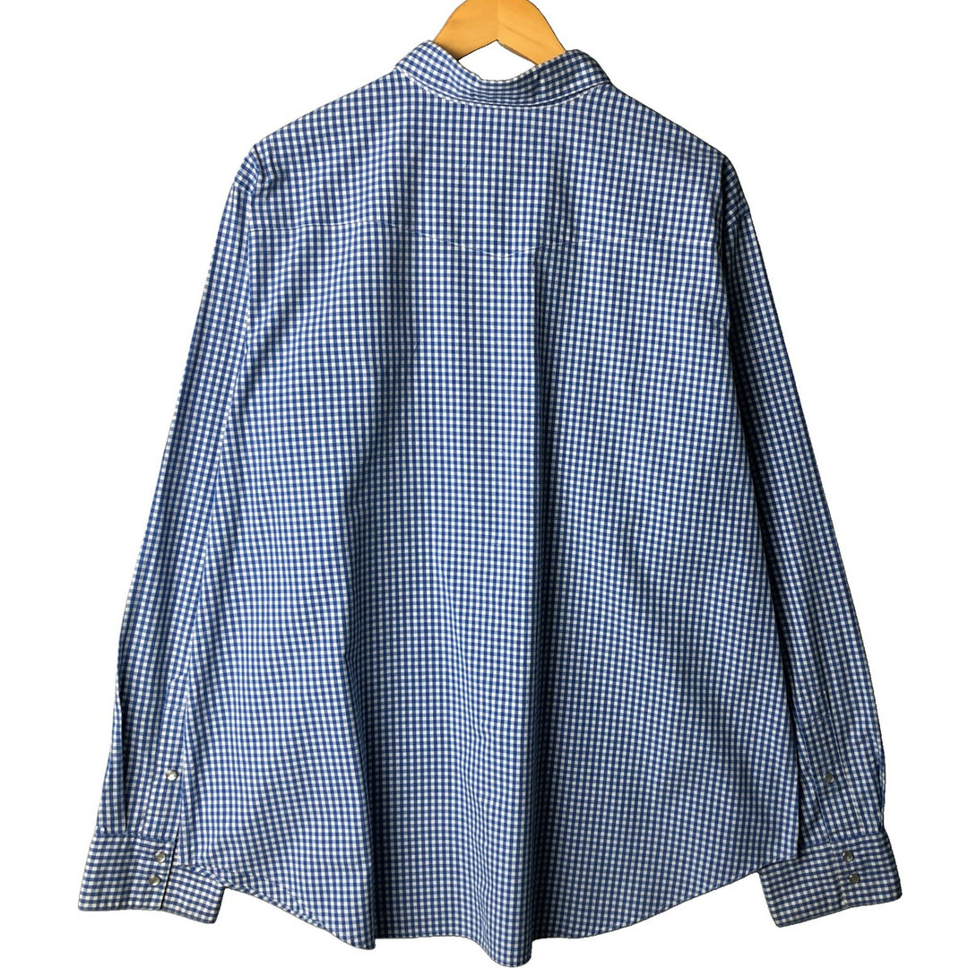 Ralph Lauren POLO by Ralph Lauren Gingham Check Long Sleeve Western Shirt, Men's XXL cotton white type Vintage Second Hand