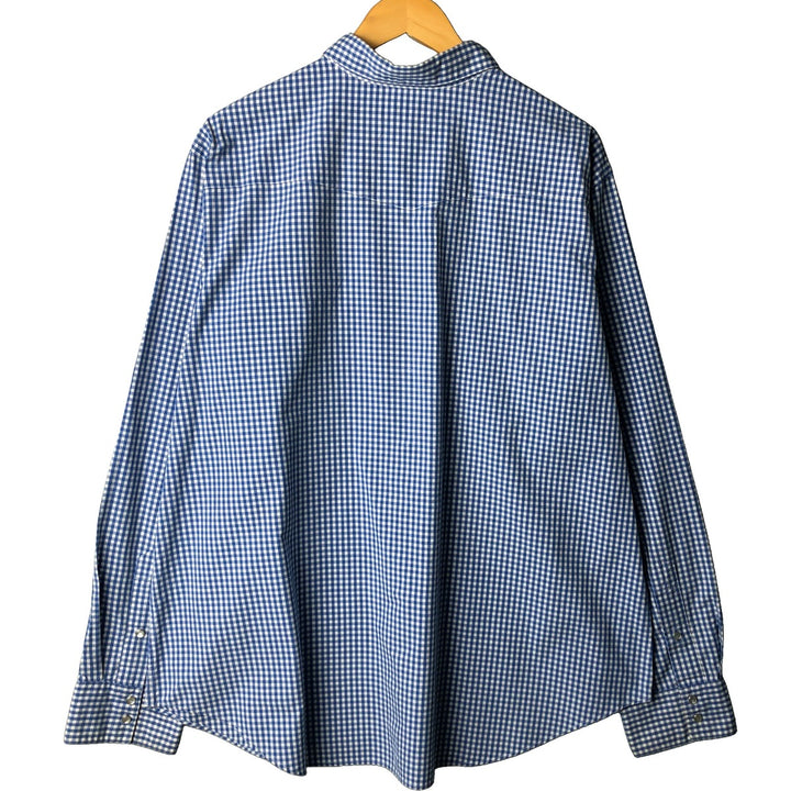 Ralph Lauren POLO by Ralph Lauren Gingham Check Long Sleeve Western Shirt, Men's XXL cotton white type Vintage Second Hand